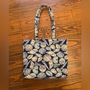 Navy Seashell Patterned Tote Bag